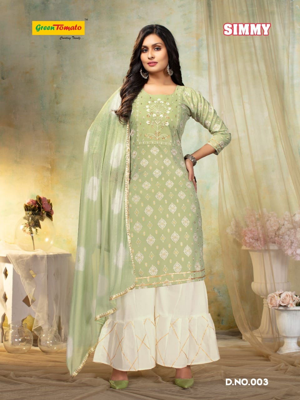 Green Tomato Simmy Ethnic Wear Wholesale Cotton Readymade Salwar Suits Catalog
